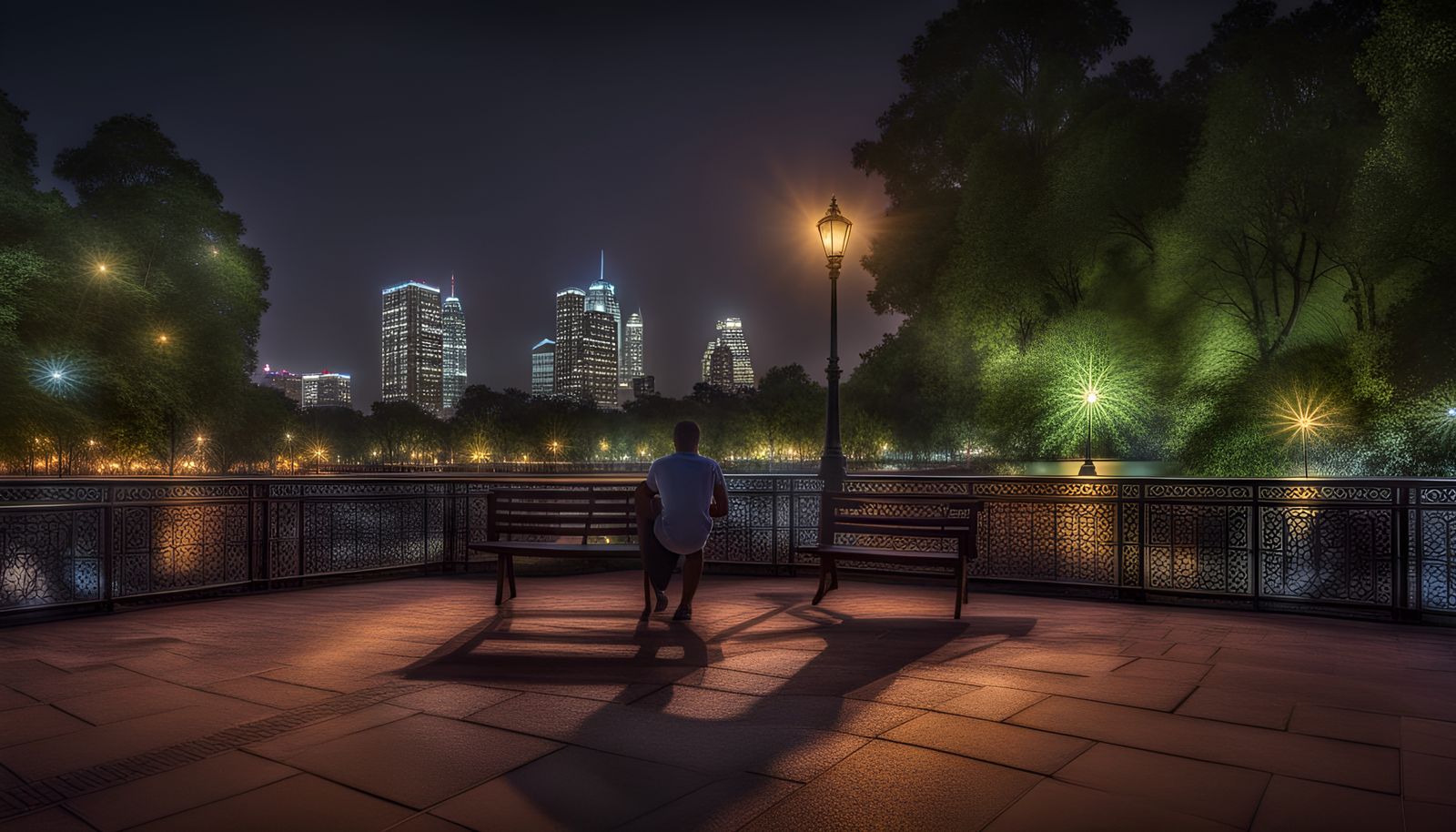 Summer Night Cityscape in Hyperrealistic Style