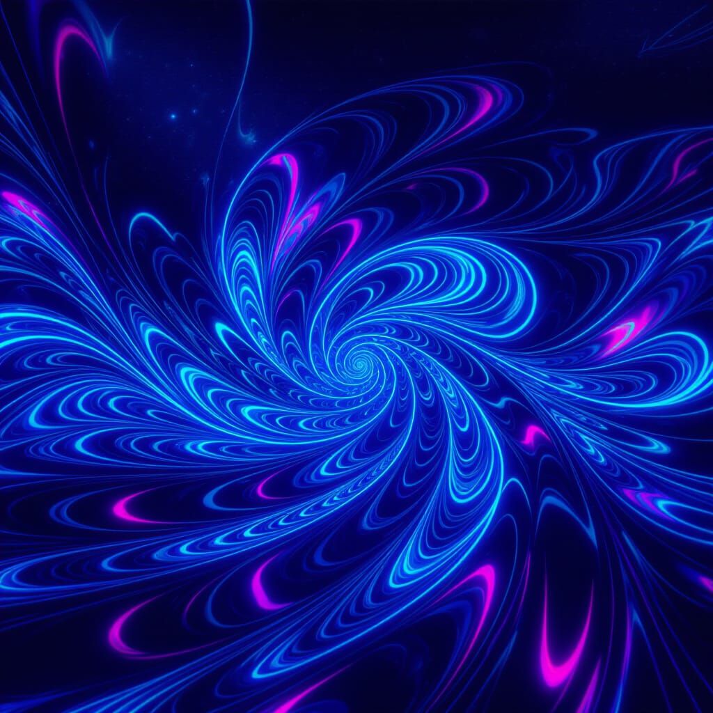 Abstract Neon Vines and Chrome in Cosmic Void