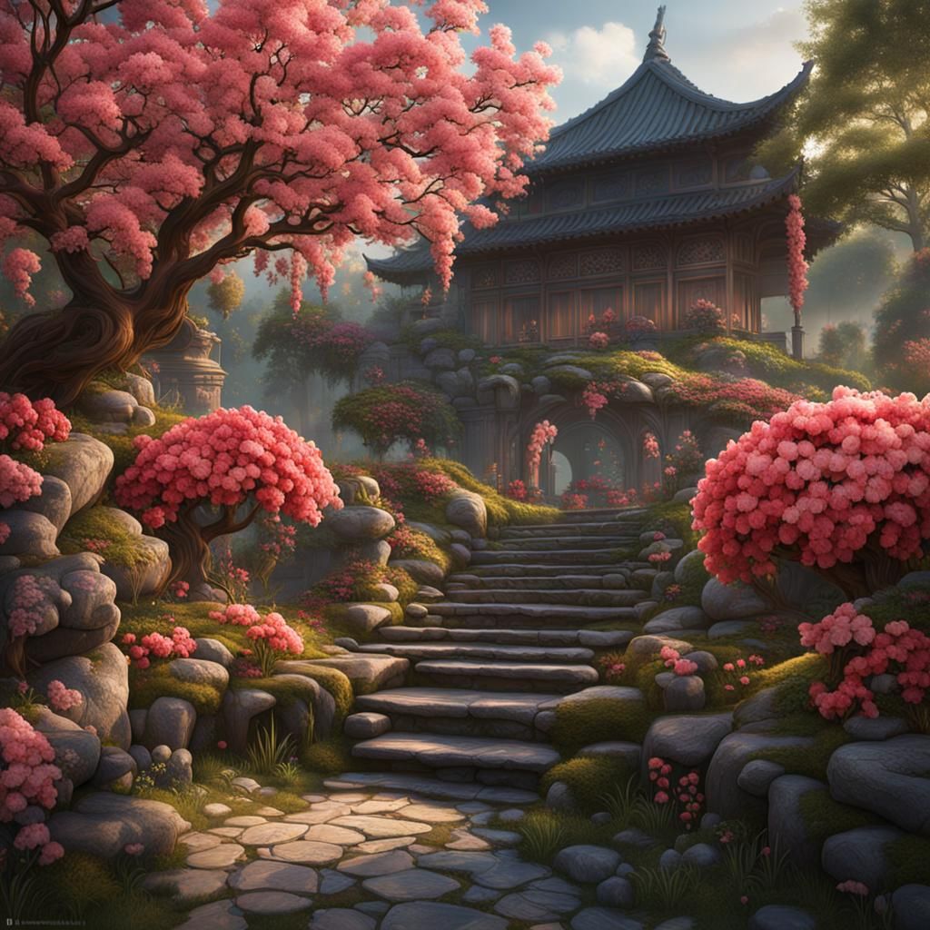 Chinese Pearleaf Crabapple and Begonia Blossoms