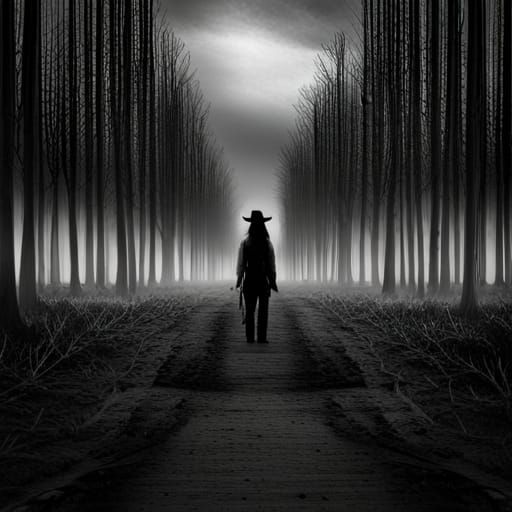 Creepy Western Scene: Cowboys vs Undead Monsters