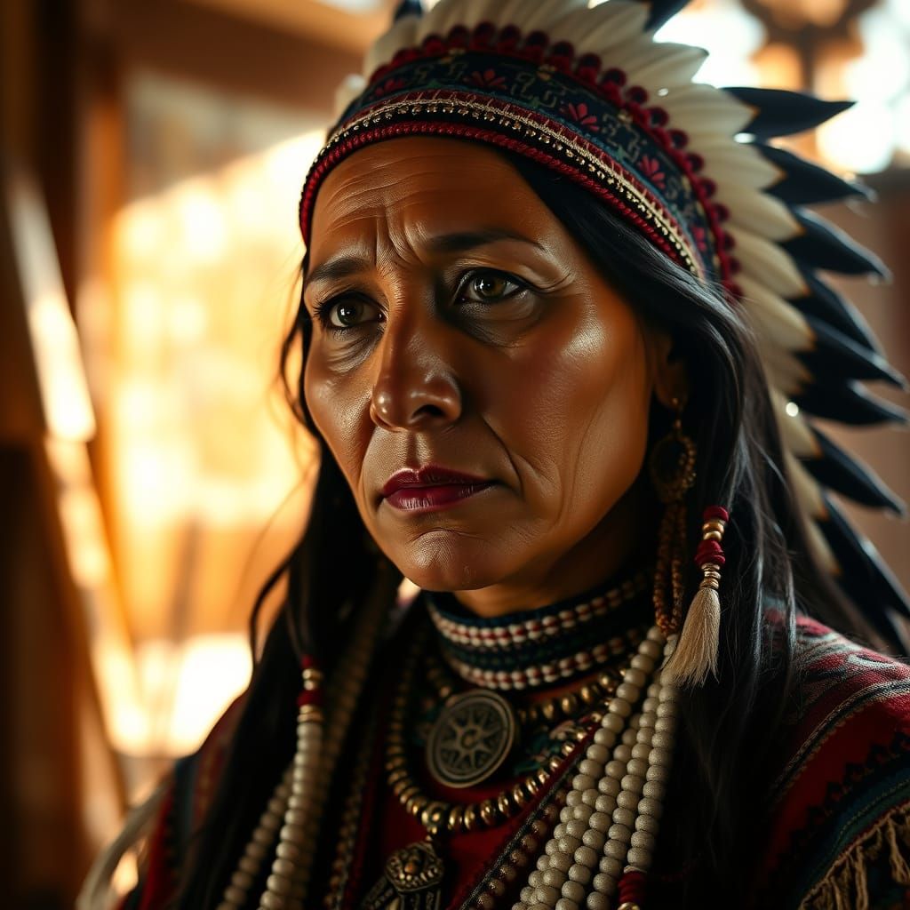 Native American Woman Portrait in Sunlight