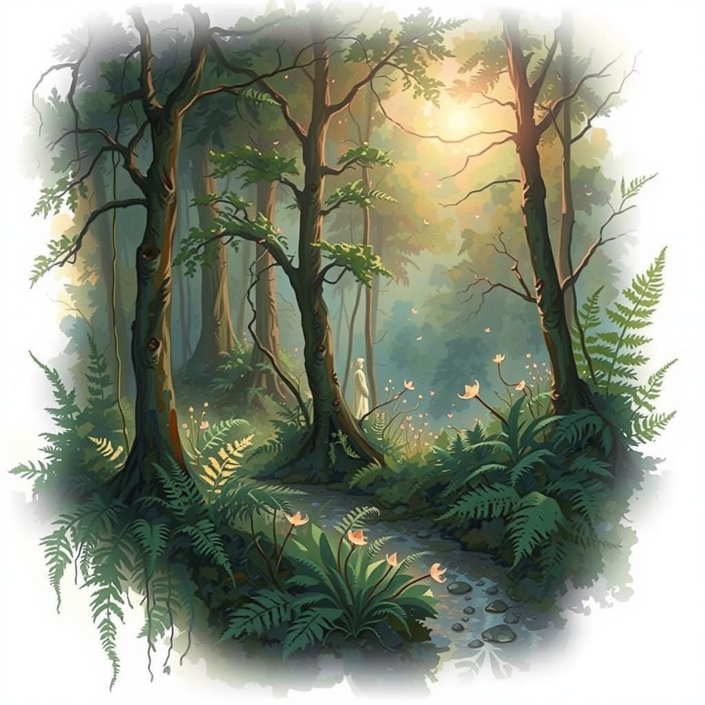 Mystical Dawn in Vibrant Gouache Impressionism