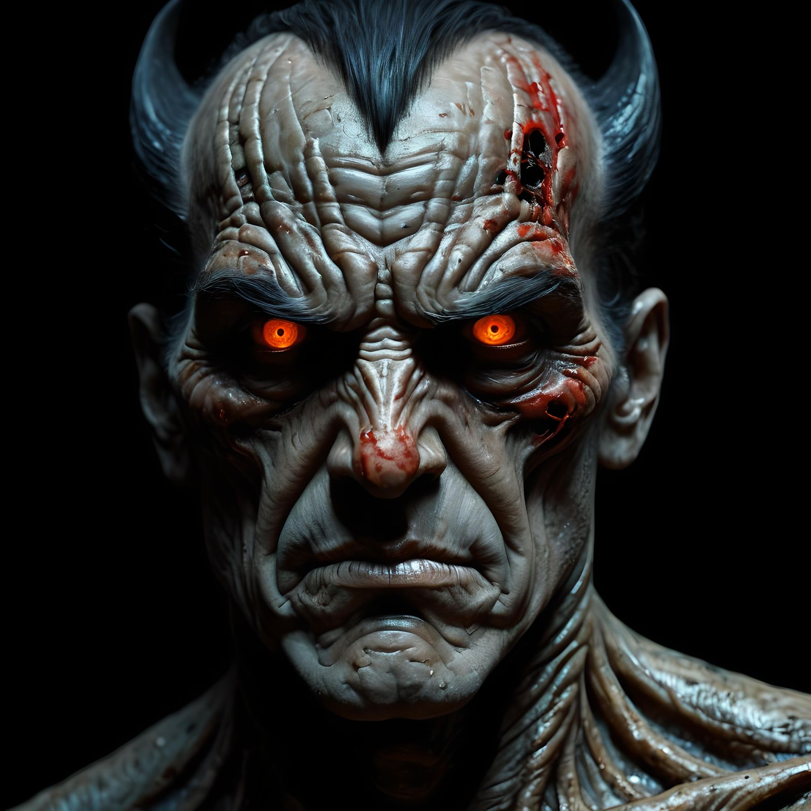 Angry man frowning and glaring, absolutely evil expression. ...