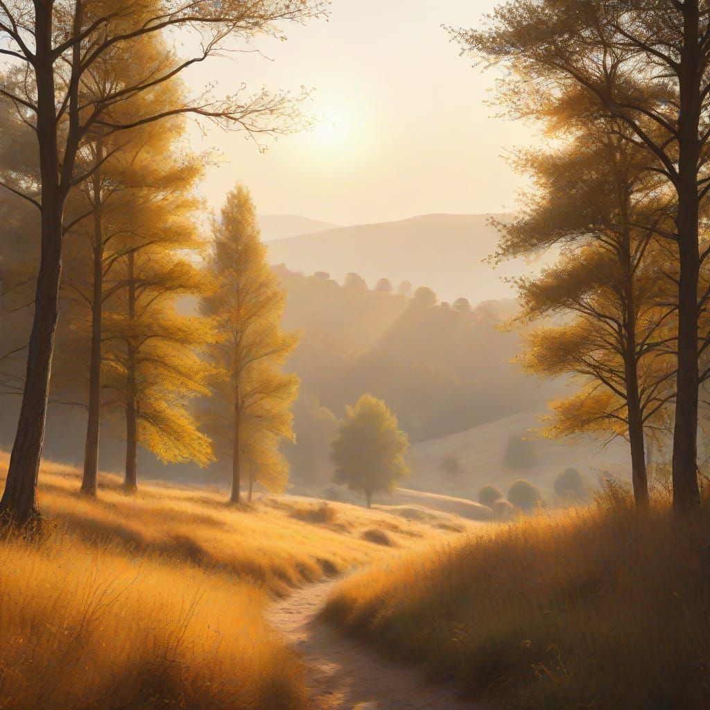 Serene Yellow Landscape with Bokeh Effect