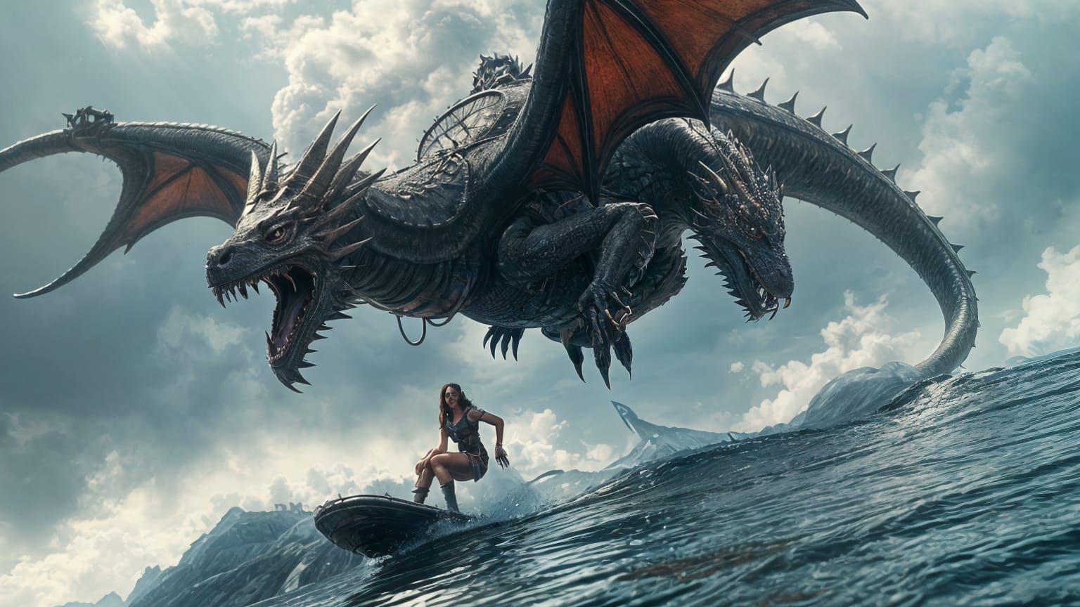 Clockwork Steampunk Dragon Spewing Neon Mist