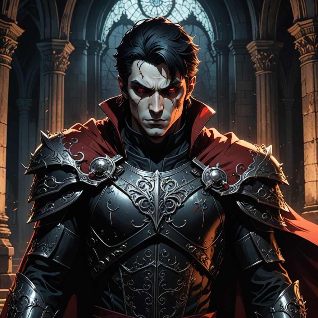 Vampire Warrior in Dark Gothic Castle