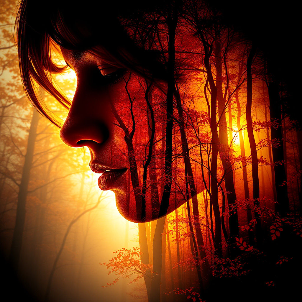 Golden Goddess in Autumn Dreamscape