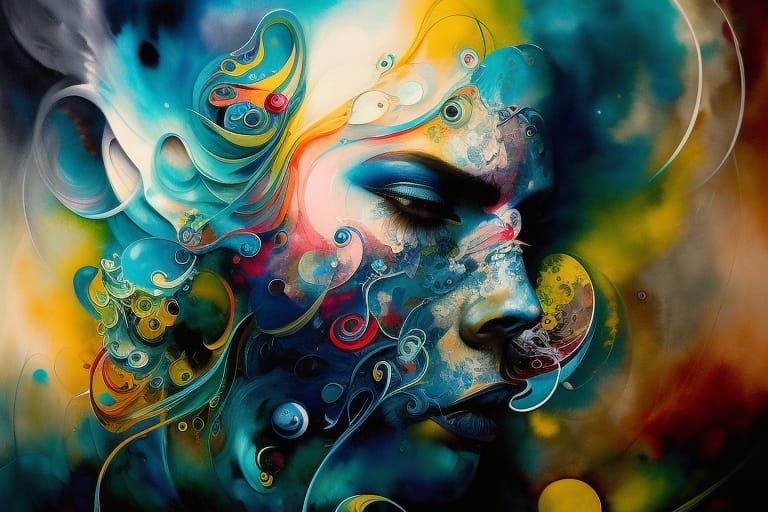 Colorful Ink Flow Portrait in 8K Resolution