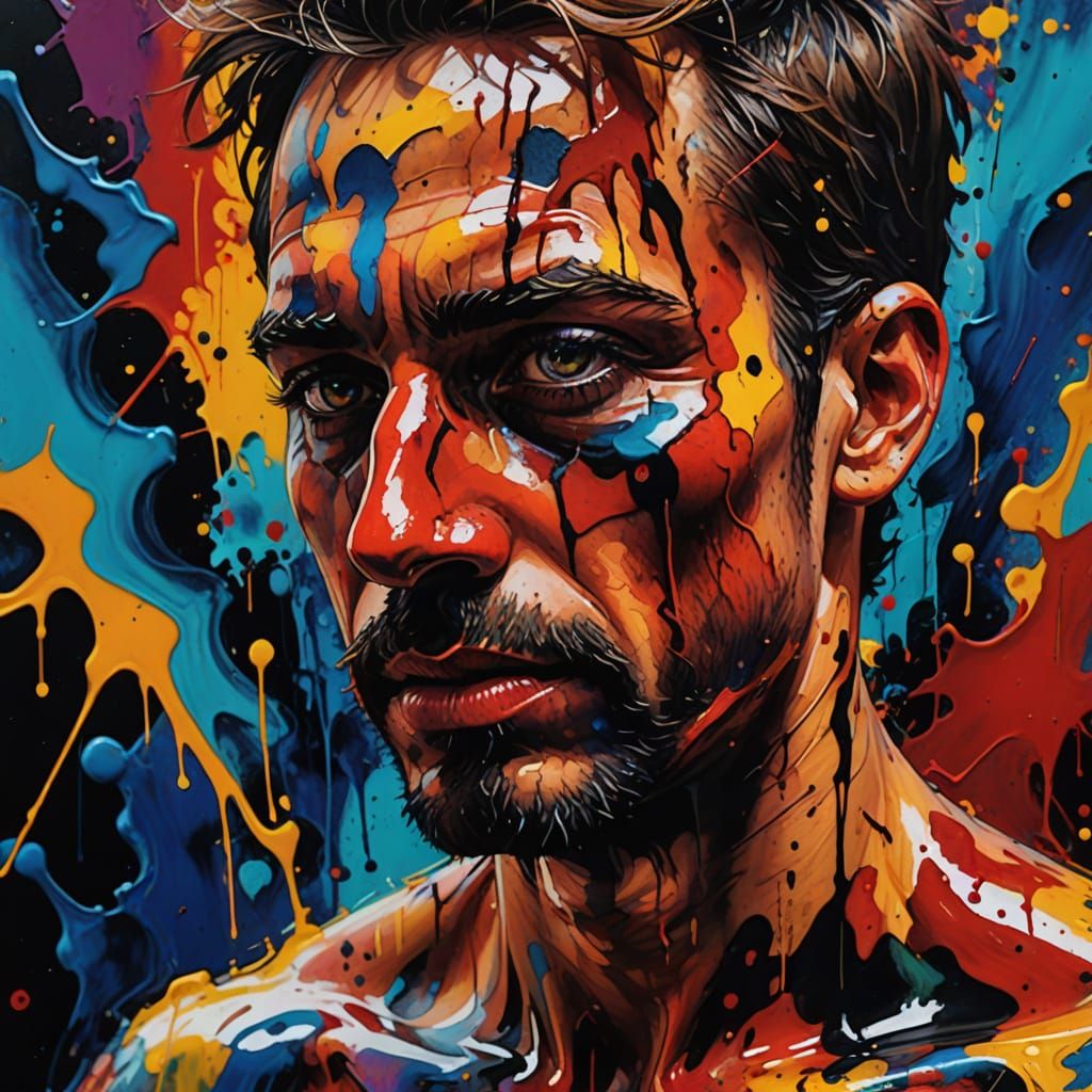 Psychedelic Abstract Portrait with Black Nose