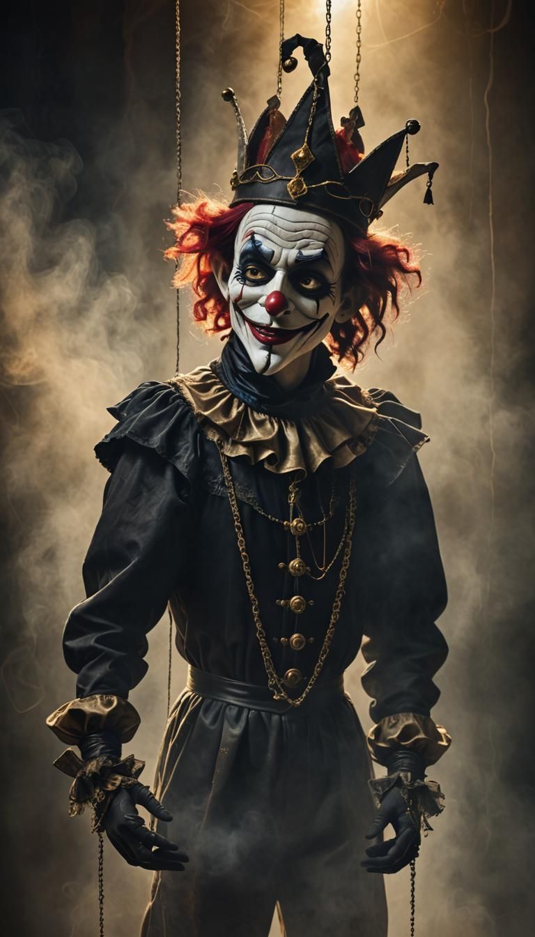 Macabre Gothic Jester Marionette in Dark Fantasy Style
