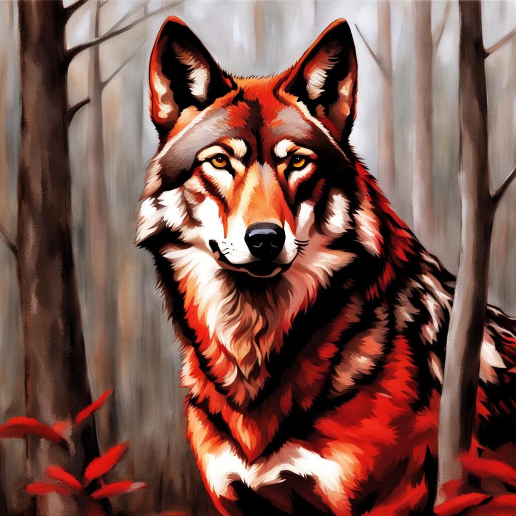 Noble Red Wolf Portrait