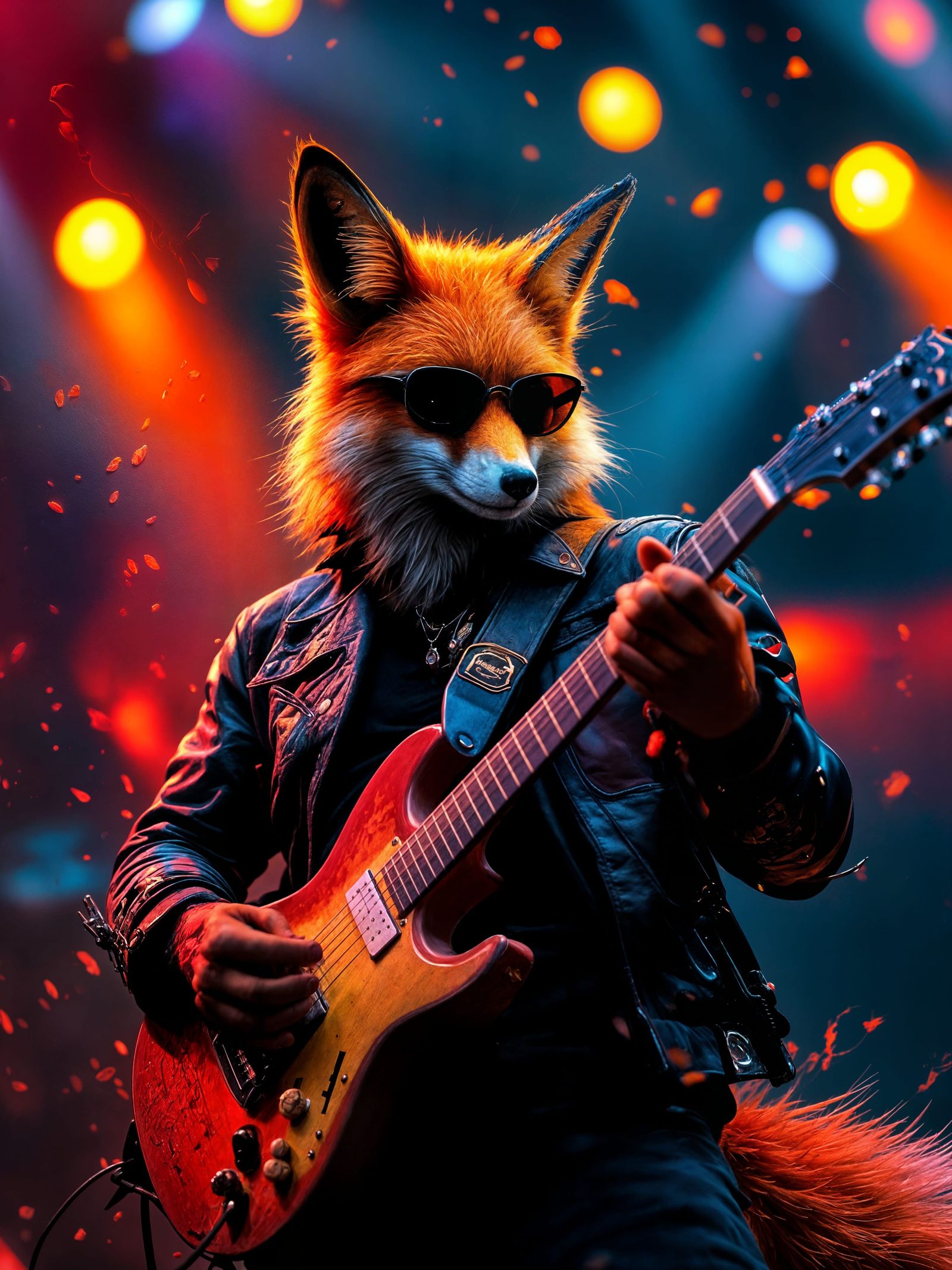 Surreal Animal Rock Band Guitarist: Photorealistic Art