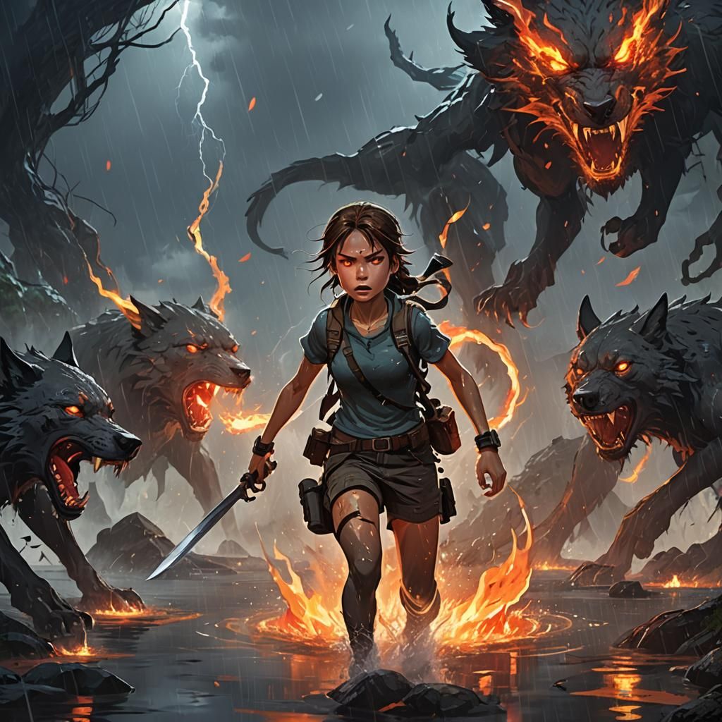 Lara Croft's Werewolf Transformation: Anime Key Visual