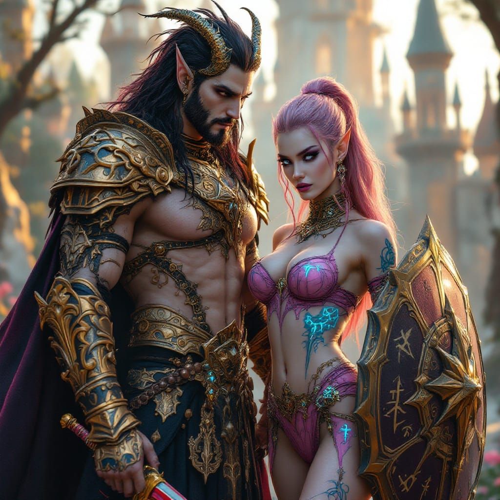 Gothic Fantasy Warriors in Intricate Armor