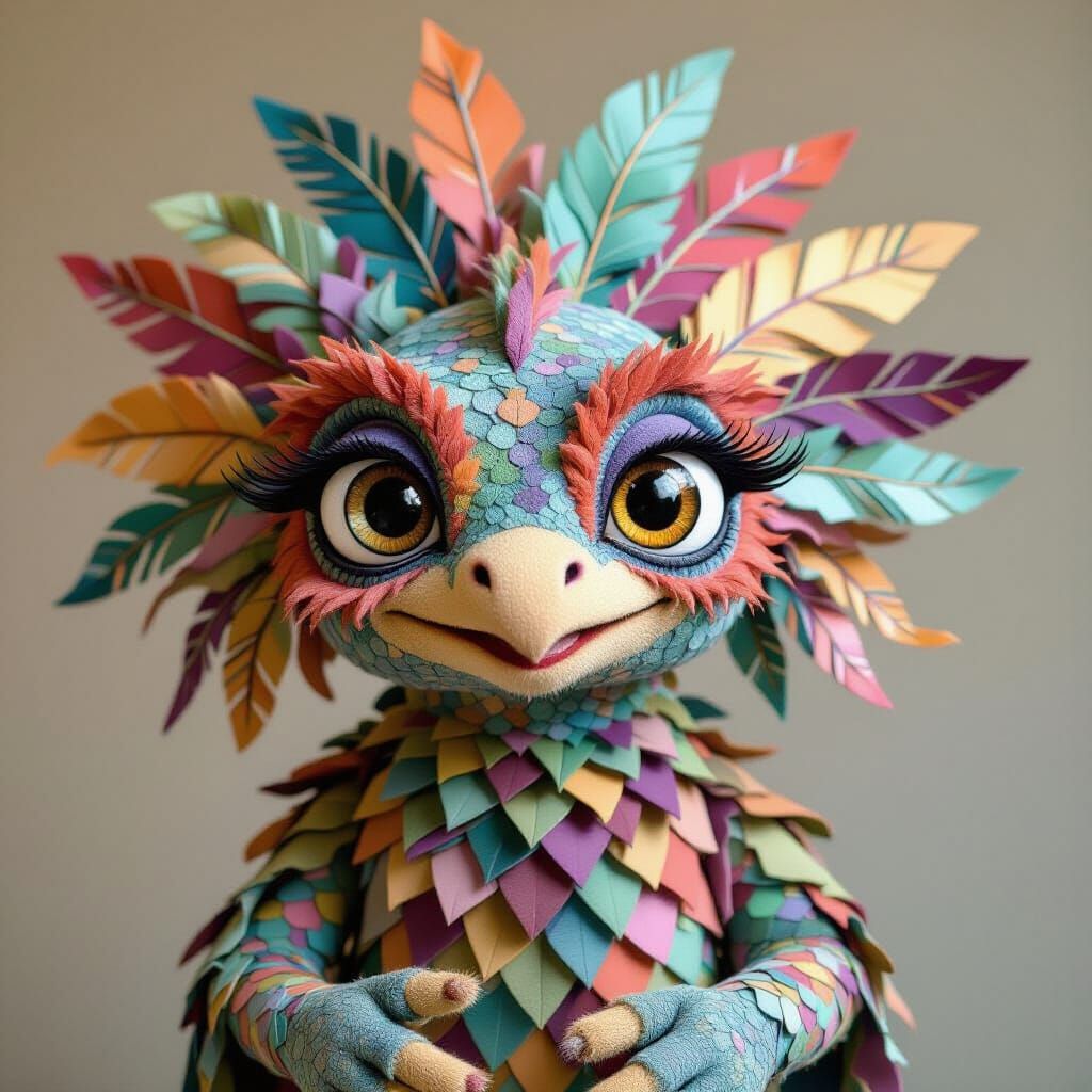 Colorful Fantasy Creature Puppet in Whimsical Style