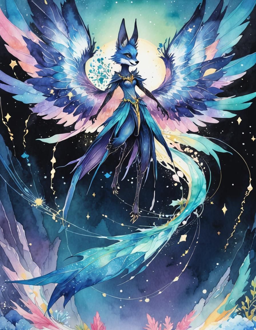 Flying Fox Bird Hybrid in Extraterrestrial Landscape