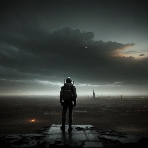 Desolate Earth: Astronaut in a Ruined Wasteland