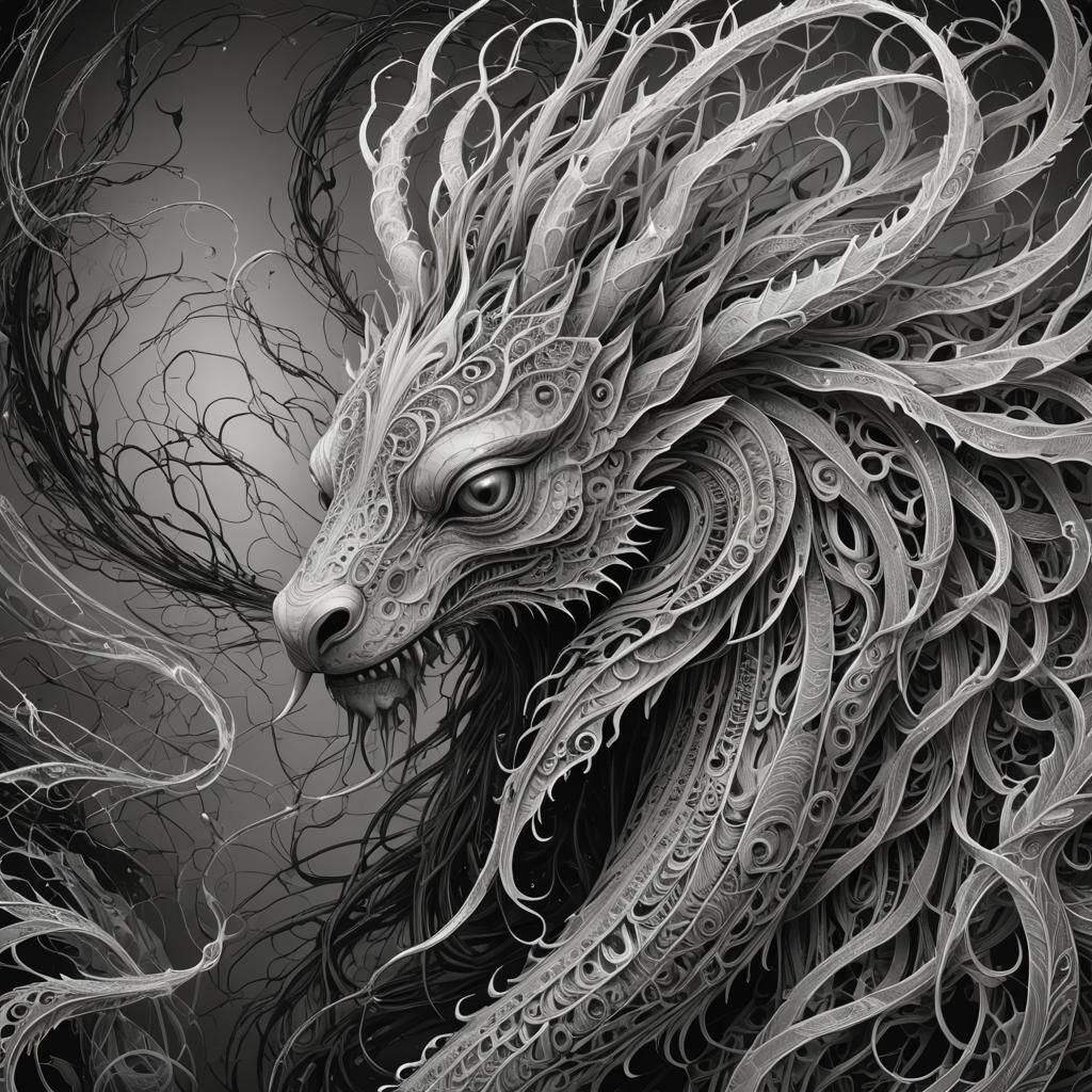 Fantastic Line Art Creature Emerges in Matte Painting