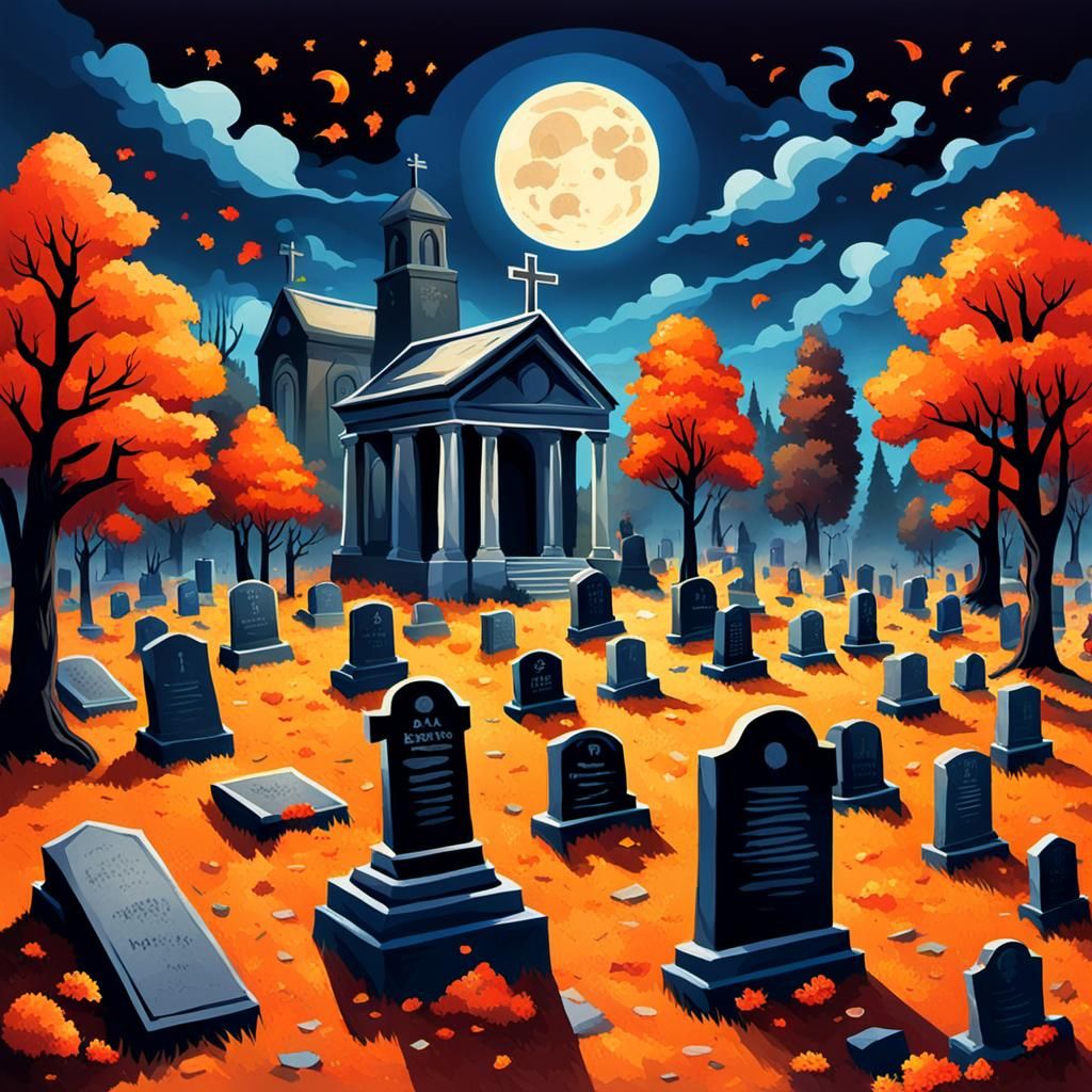 Eerie Graveyard Scene in Gothic Style