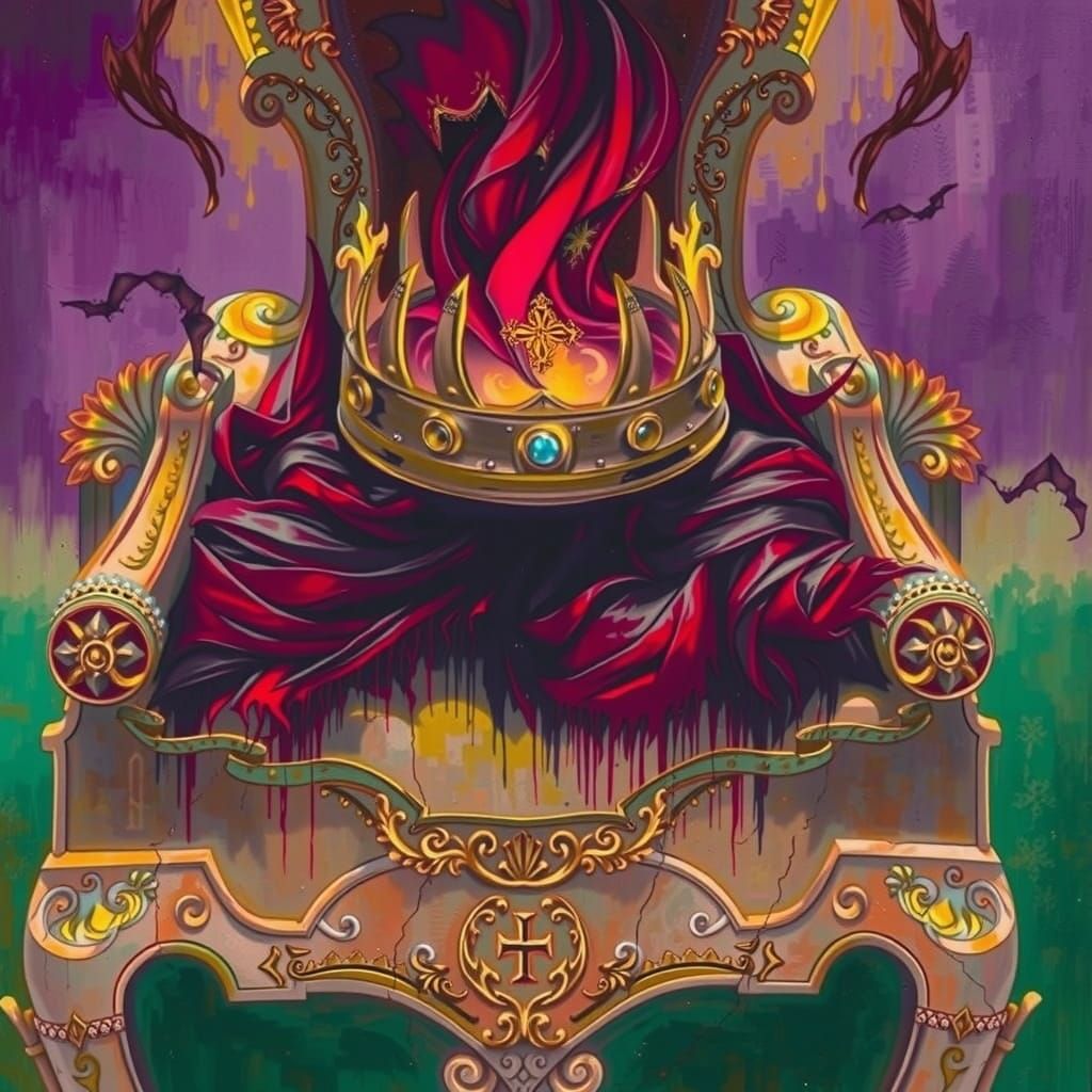 Unholy Crown on Throne in Renaissance Style