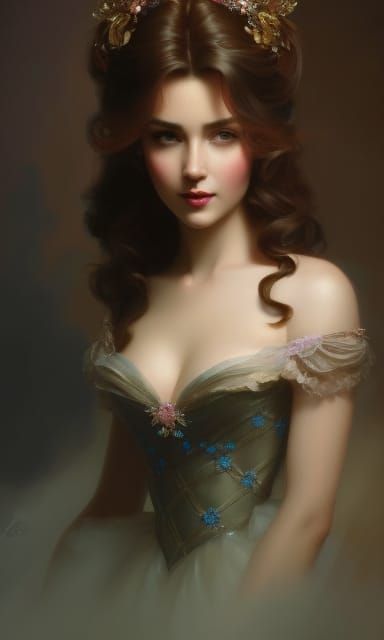 Princess Belle Portrait in Digital Art Style