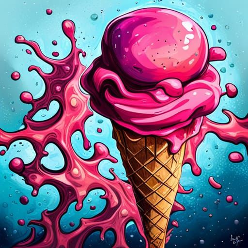 Melting Ice Cream Graffiti Art in Splash Style