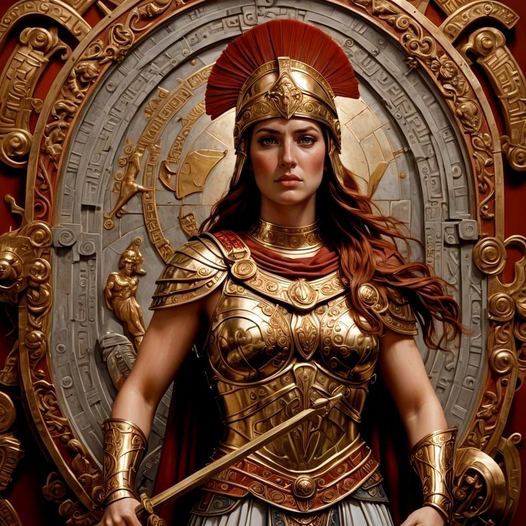 Athena, Greek Warrior Goddess in Hyperrealistic Style