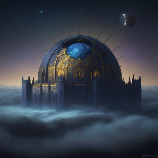 Enchanted Celestial Observatory Amidst the Clouds