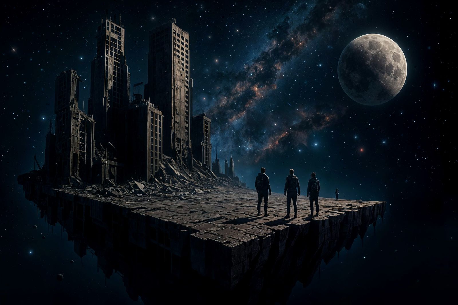 Floating City Fragment in Deep Space