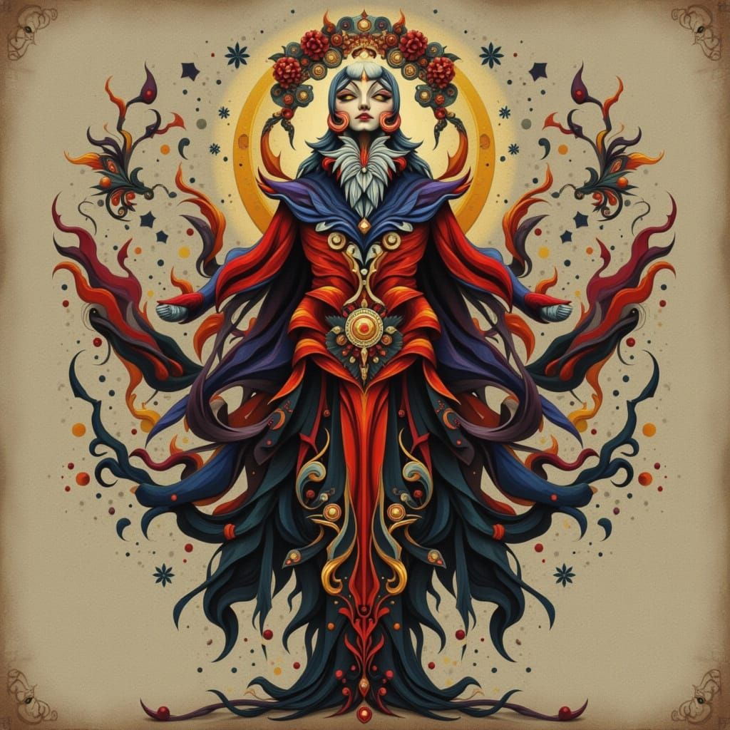 Abstract Geometric Art with Whimsical Elements