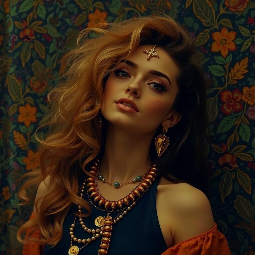 Psychedelic Floral Garden in Bold Cosmic Hues