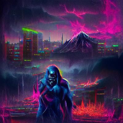 Sinister Neon Apocalypse Landscape