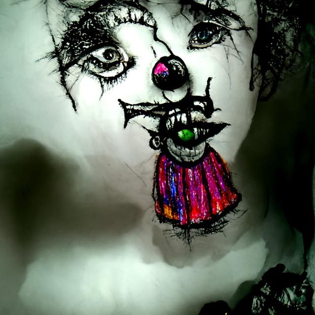 Creepy Clown in Tim Burton-esque Gothic Style