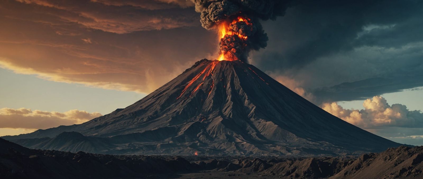 Dramatic Volcanic Eruption in Cinematic Style