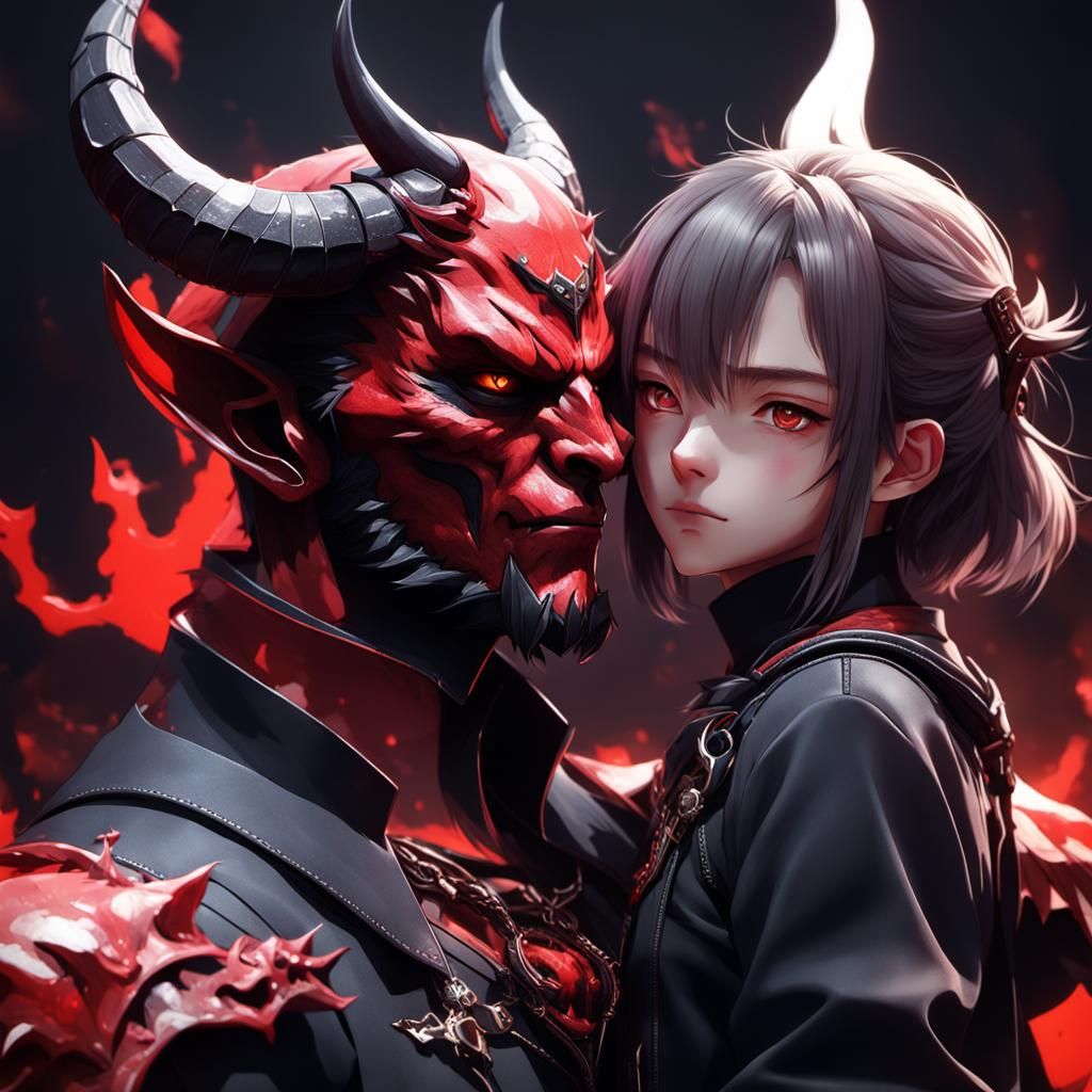 Detailed 3D Anime Devil Shoulder Art