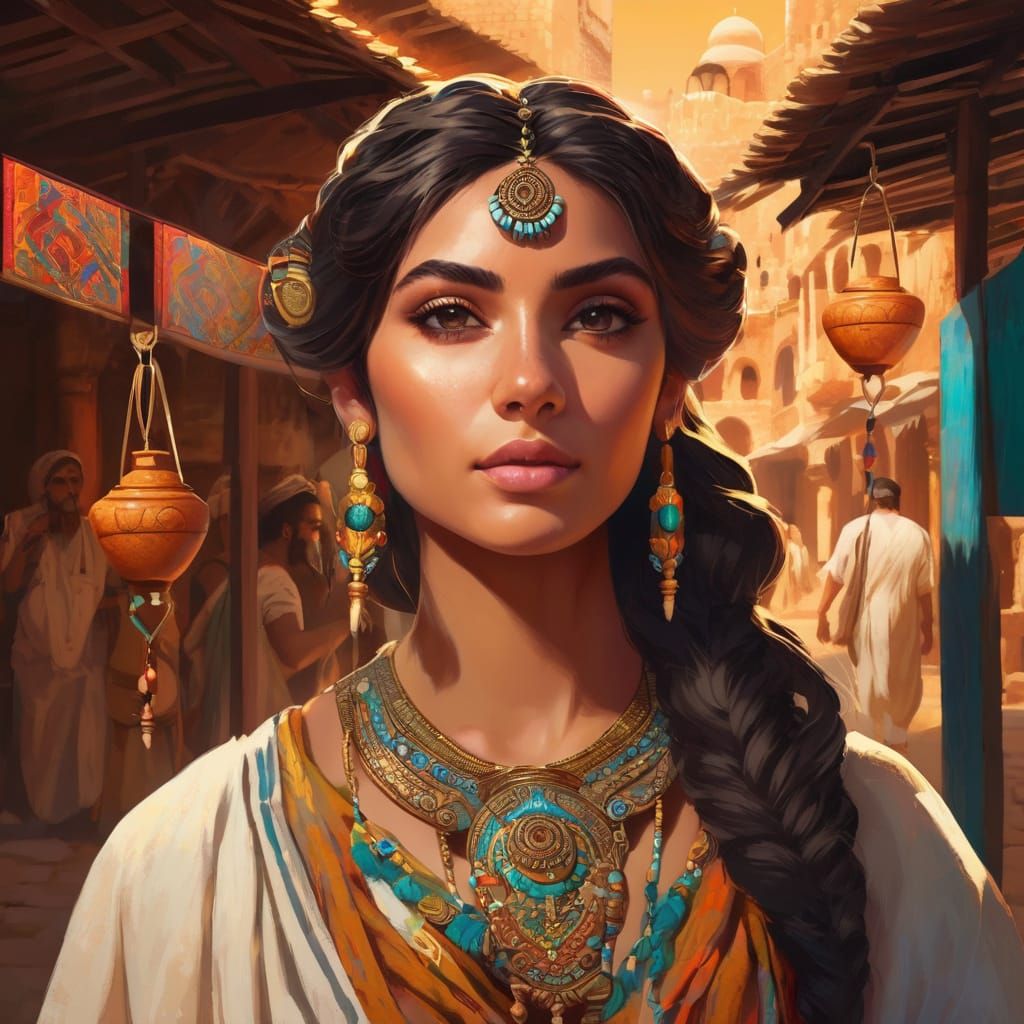 Mary Magdalene in Ancient Market Oil Painting