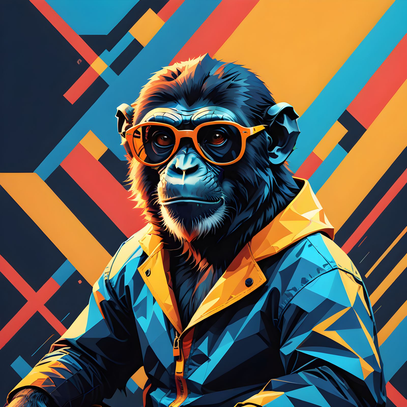 Futuristic Monkey in Bold Bauhaus Style