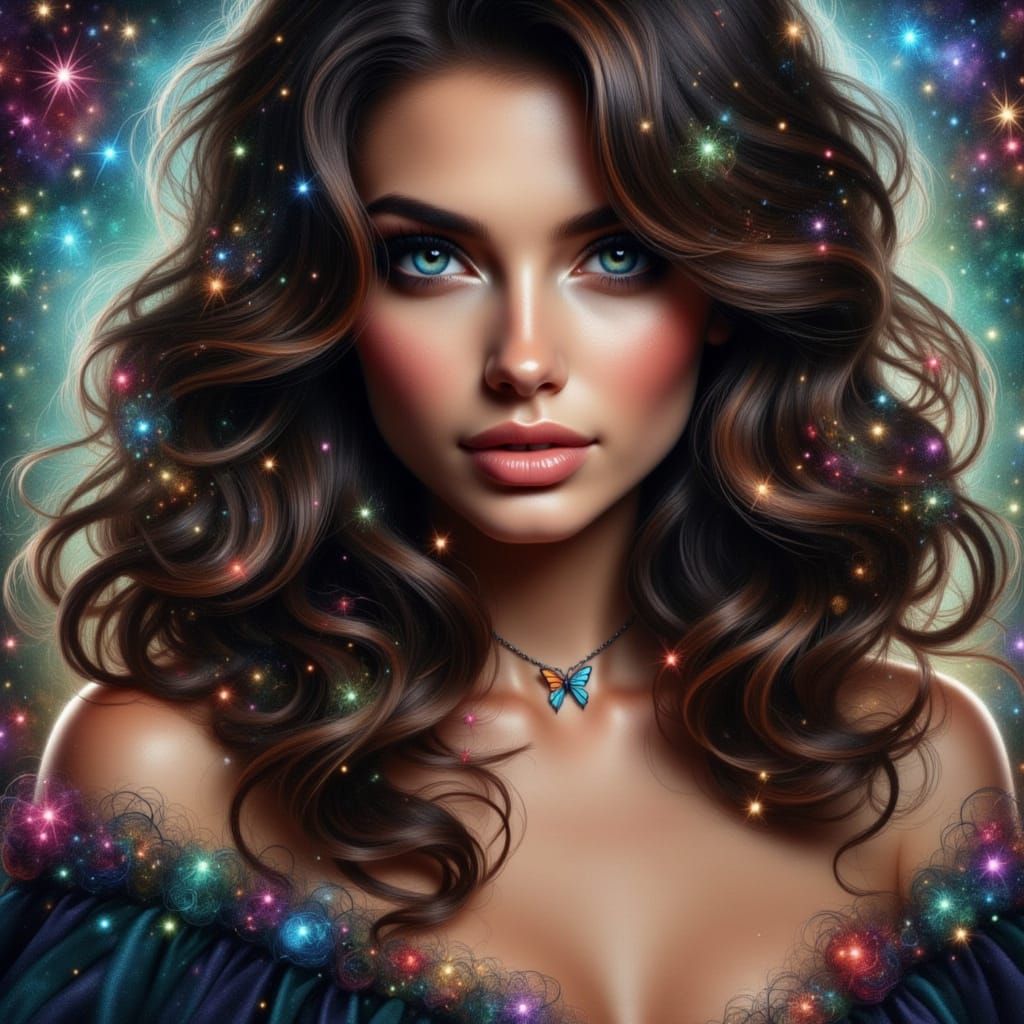 Vibrant Woman in Cel-Shaded Comic Book Art Style