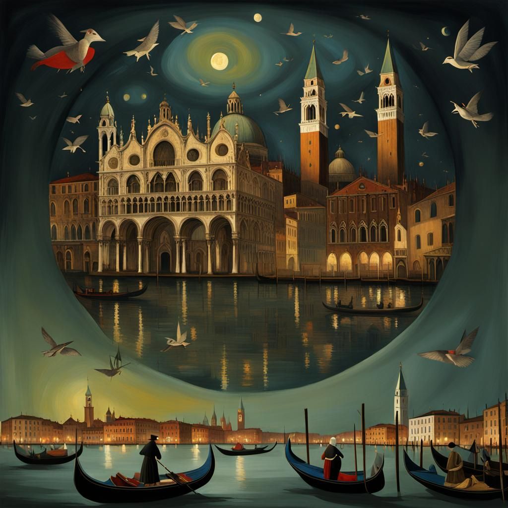 Venice by Night in a Renaissance Style