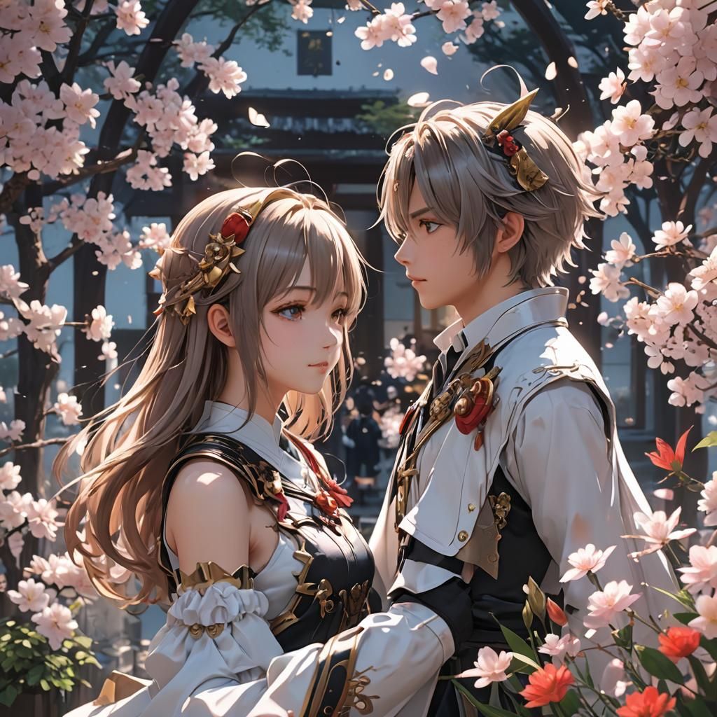 Anime Art: 3D Rendering of Love Concept