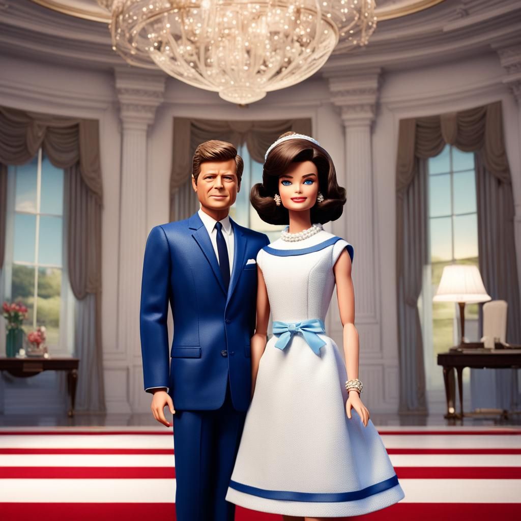 Jackie Kennedy Barbie and JFK Ken Doll, 3D Anime Art
