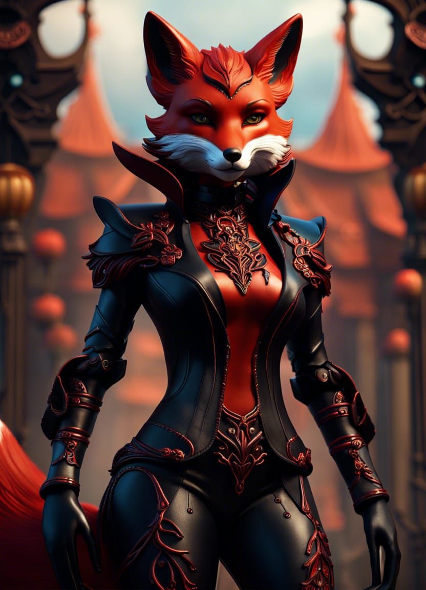 Bipedal Fox Rouge in Detailed Matte Painting