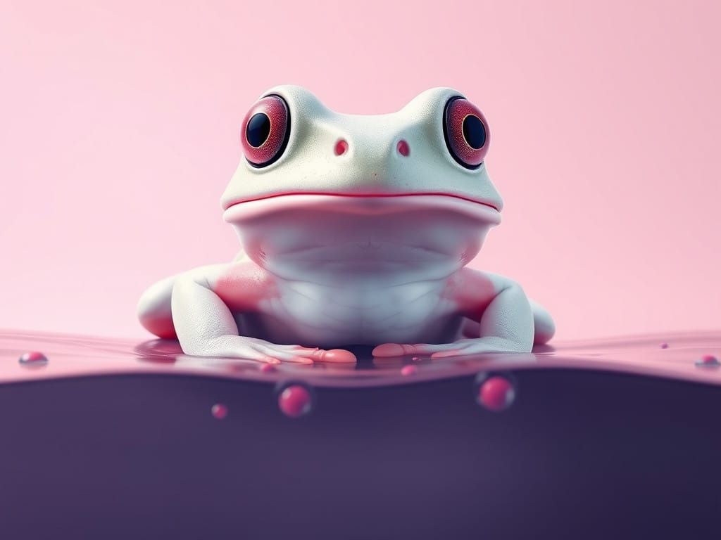 Youthful Frog Emerges from Vibrant Seascapes