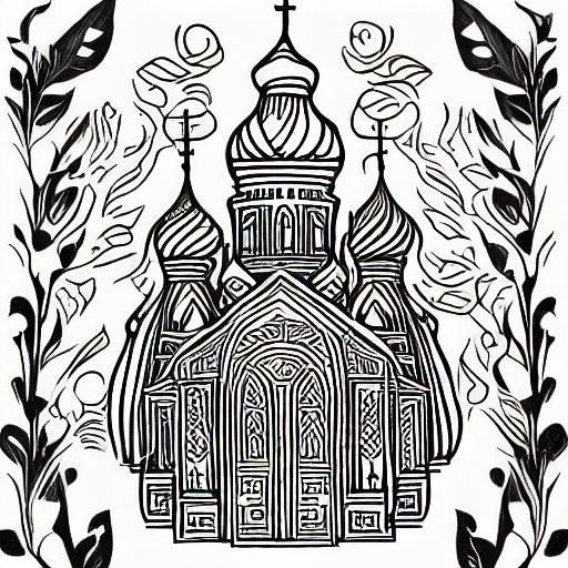 Russian Easter Symbols Coloring Book Page