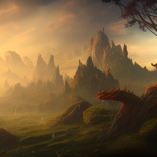 Fantastical Matte Painting in Deep Color, 8K