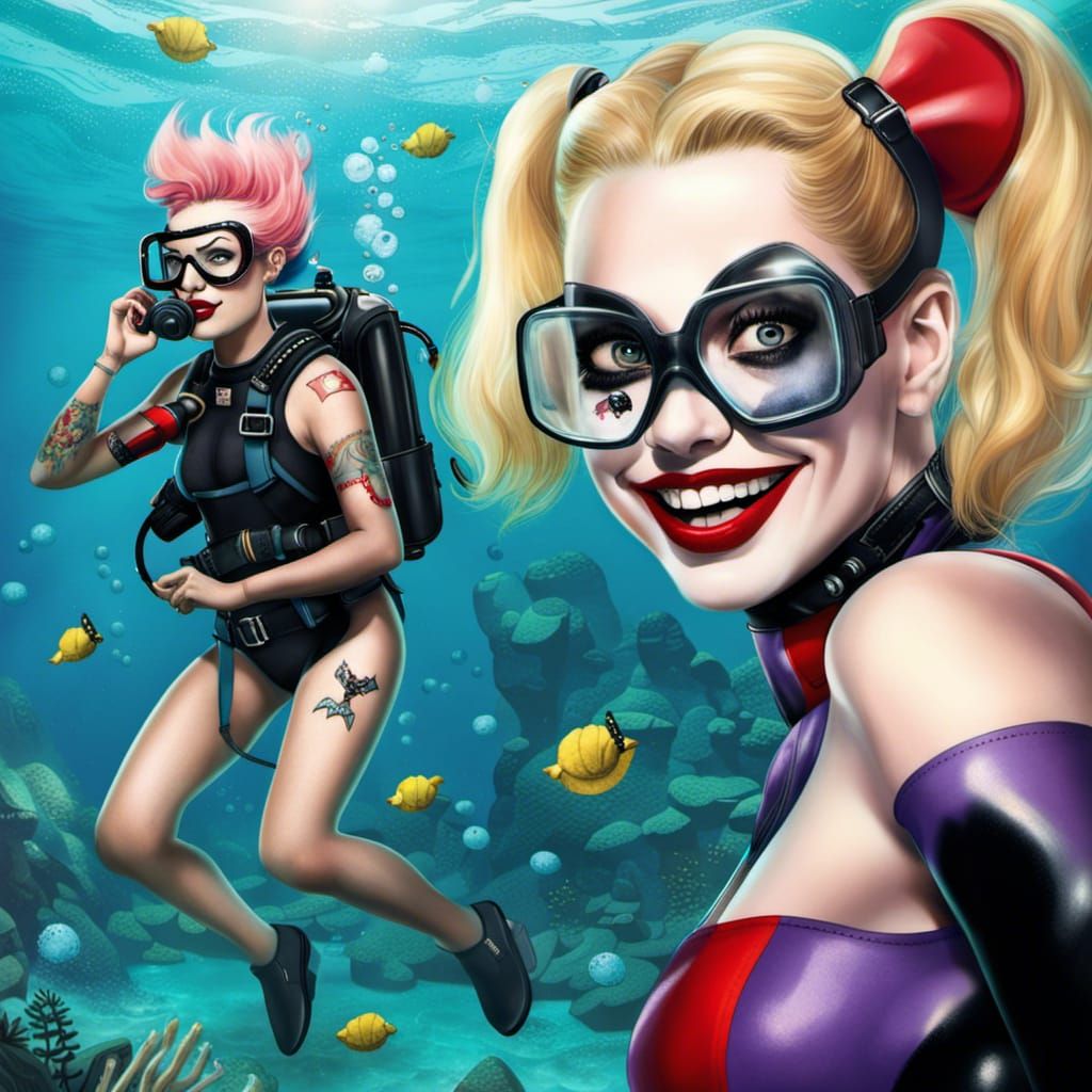 Harley Quinn and Lucille Ball Scuba Diving