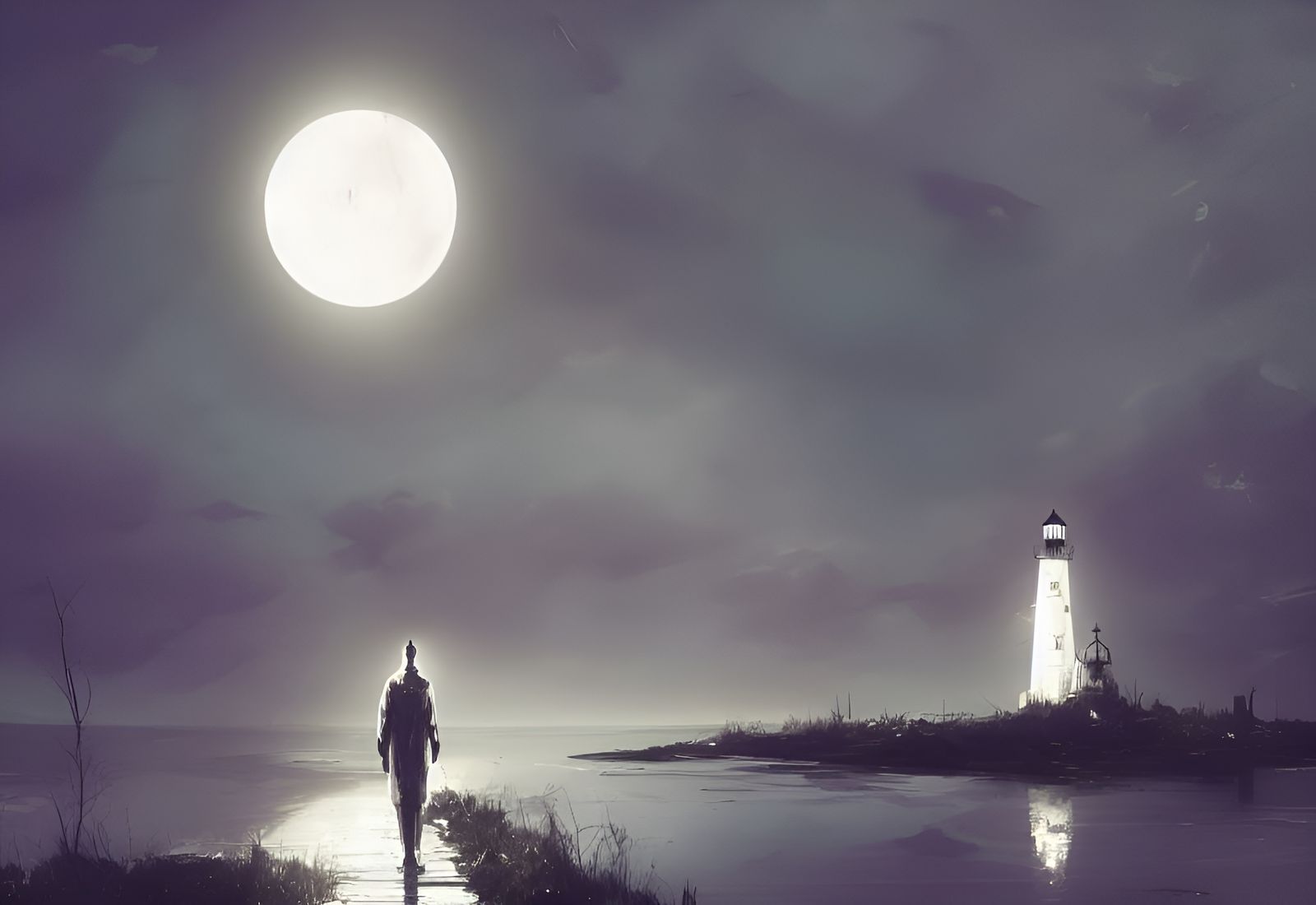 Ghost at Lighthouse: Sinister Digital Art