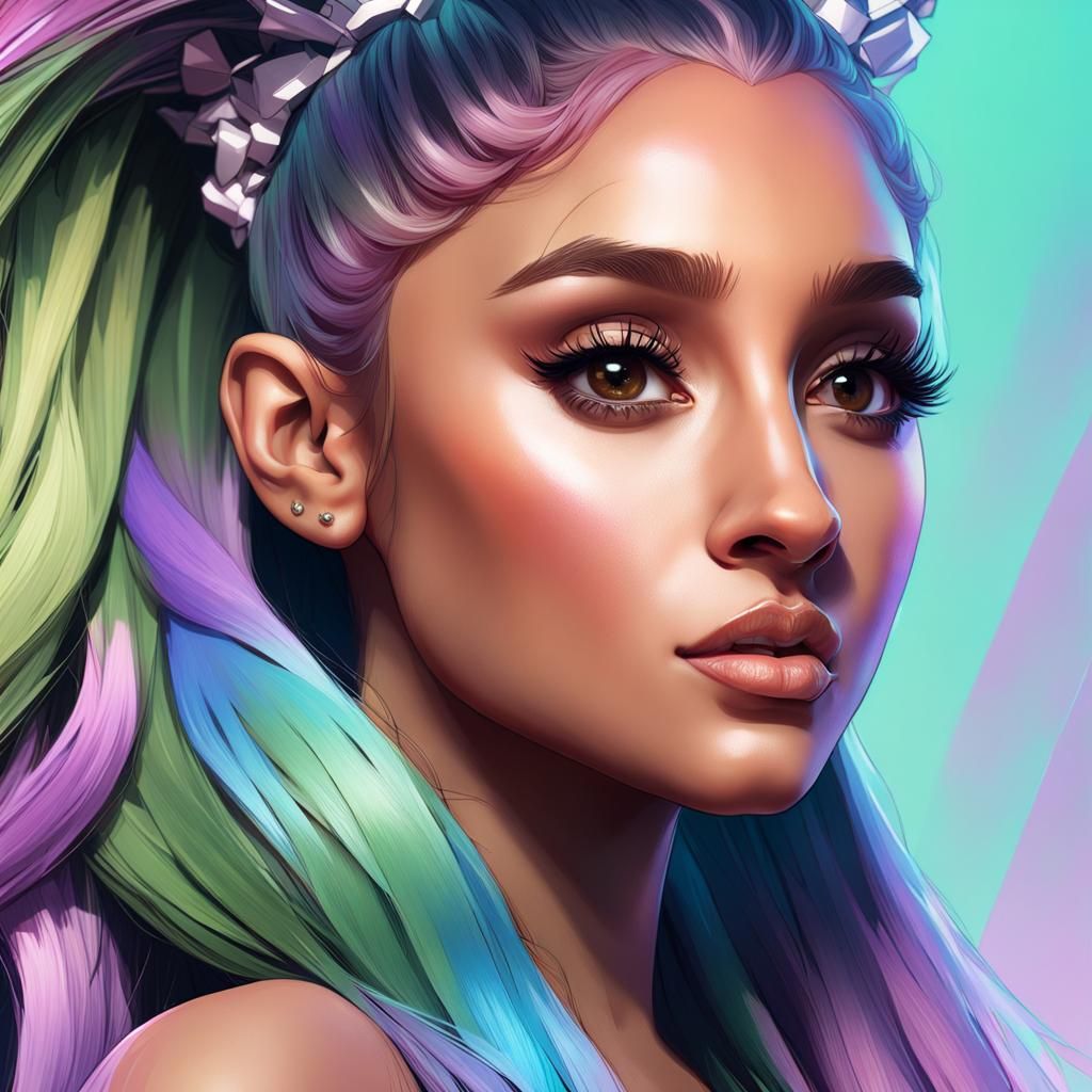 Ariana Grande Portrait in Anime-Inspired Style