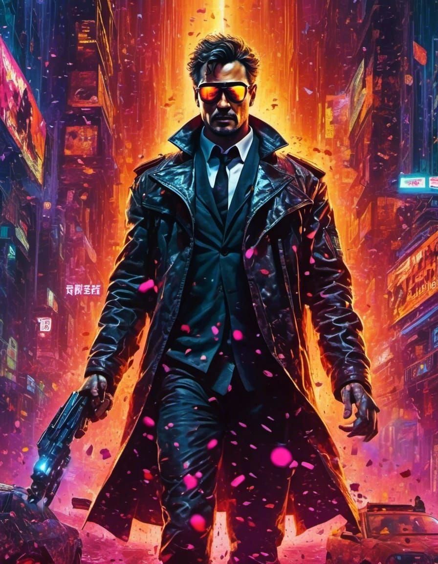 Surreal Portrait of a Man in White Leather Coat