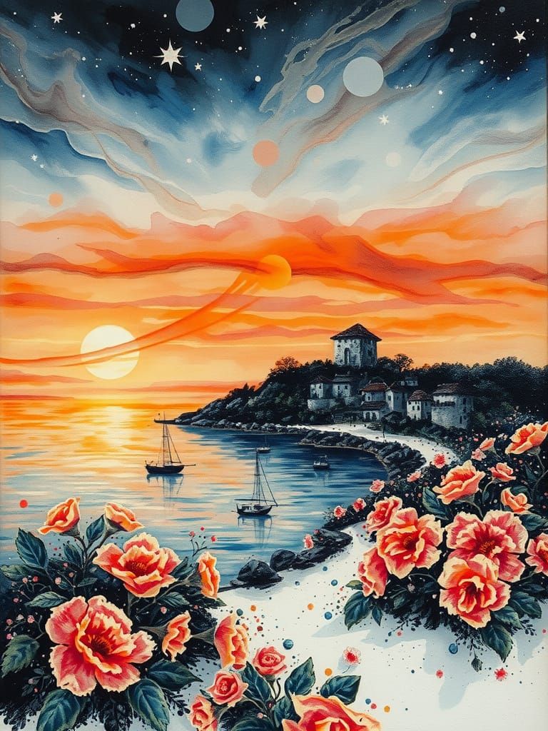 Coucher de soleil en bord de mer